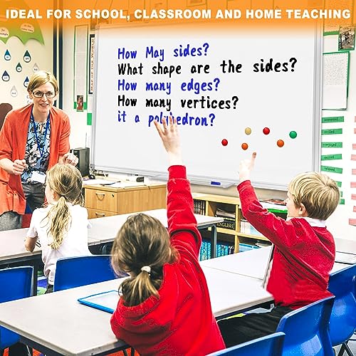 72x40 Inch Magnetic Whiteboard - Aluminum Wall-Mounted Dry Erase Board with Pen Tray