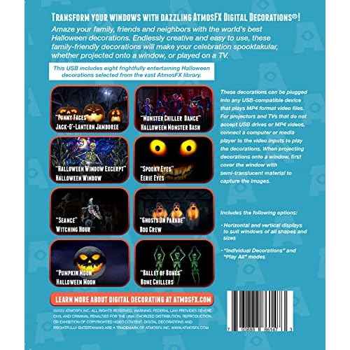 AtmosFX¢ç Halloween Digital Decoration on USB Includes 8 Atmosfx Video Effects for Hallloween