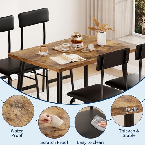 IDEALHOUSE 4-Person Dining Table Set for Small Spaces – Modern Industrial Kitchen Table