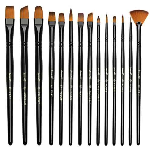 Paint Brushes Set, 14 PCS Artist Brush for Acrylic Oil Watercolor Gouache Artist Professional Painting Kits with Synthetic Nylon Tips