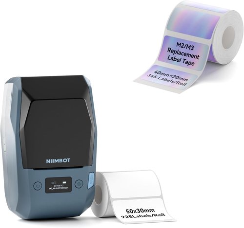 NIIMBOT M2 Bluetooth Label Maker - 2-Inch Thermal Transfer with Hologram Tape | Ideal for Office & Home Use
