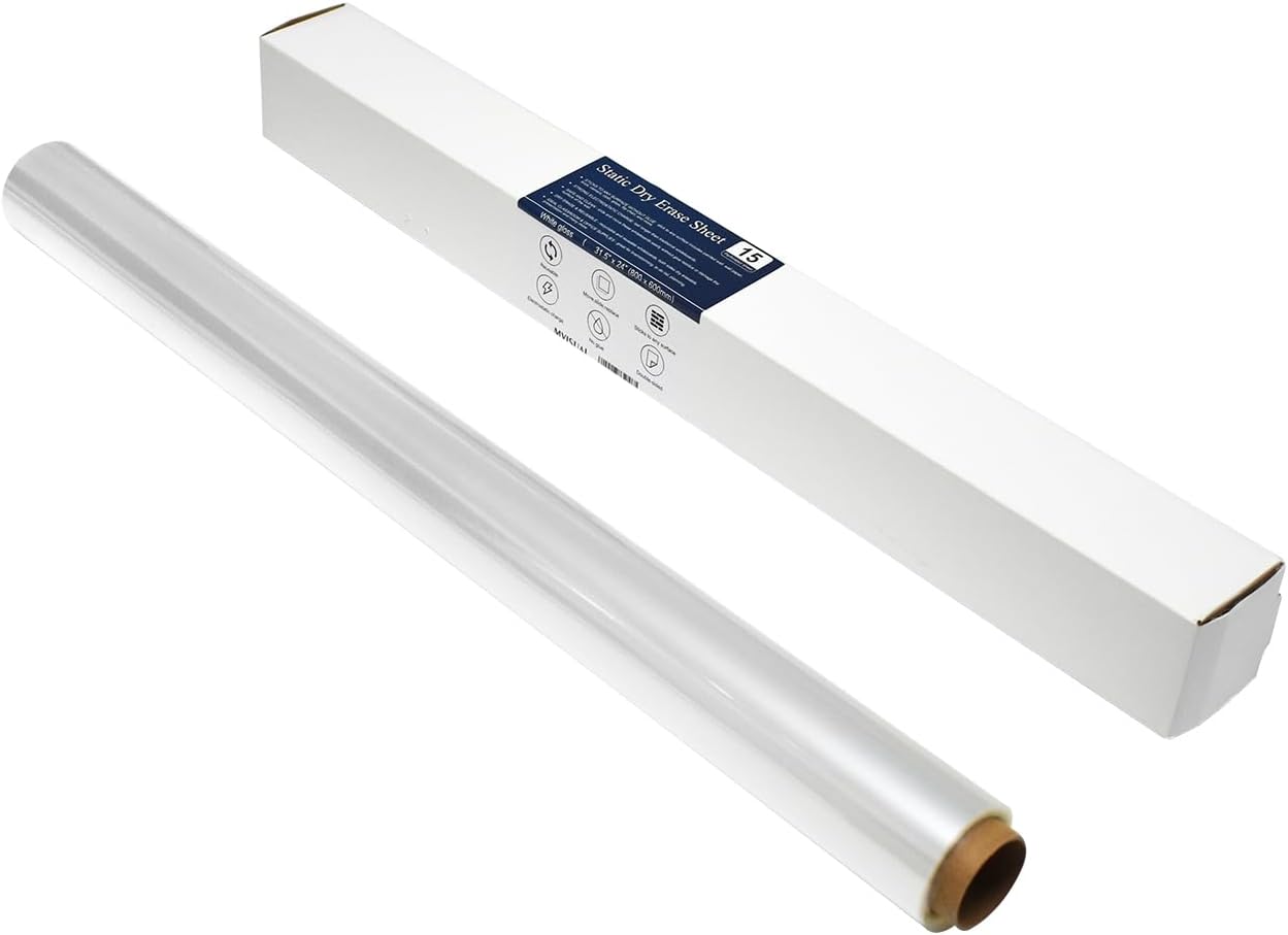 Skiennix Static Dry Erase Sheets - 15 Pack Transparent Whiteboard Wallpaper | 31.5 x 24 Inch