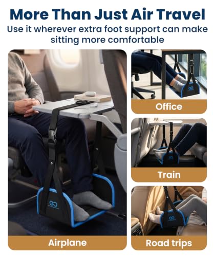 Everlasting Comfort Black Airplane Foot Hammock – Adjustable Travel Foot Rest