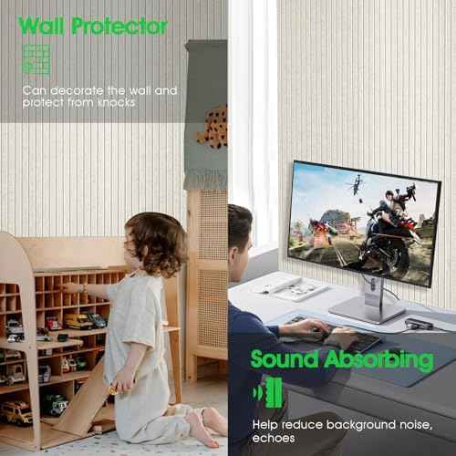 Large Cork Board for Office, 8 Pack Felt Wall Tiles with Slat Wall Paneling and Safe Removable Adhesive Tabs, Felt Bulletin Board Pin Board Cork Boards for Walls (Oatmeal)