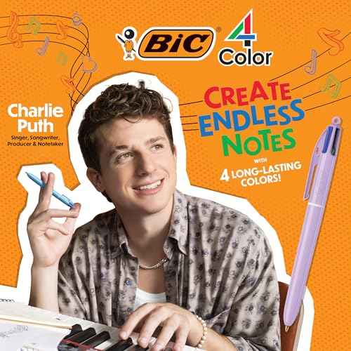 BIC 4-Color Pastel Barrel Multicolor Ballpoint Pens, Long-Lasting Ink and 1.0 mm Medium Point, 6-Count Pack in Black, Blue, Red and Green Ink