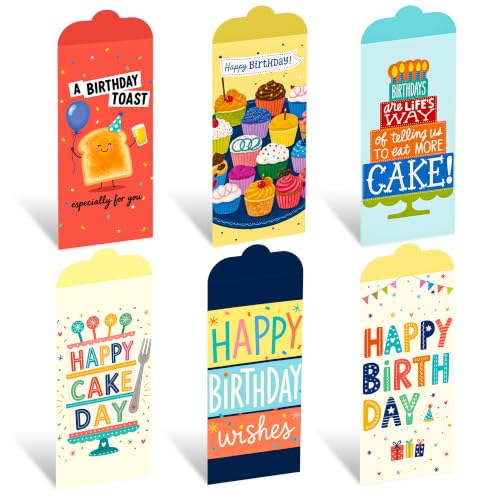 Backelele Birthday Envelopes Set of 6 - Colorful Money & Gift Card Holders for Birthdays