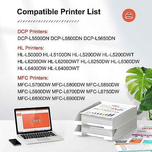 v4ink 2 Pack Compatible Toner Cartridge Replacement for Brother TN850 TN820 TN 850 to use with HLL6200DW HLL6200DWT HLL6250DW MFCL5800DW MFCL5900DW DCPL5500DN Series Printers , Enhanced Version