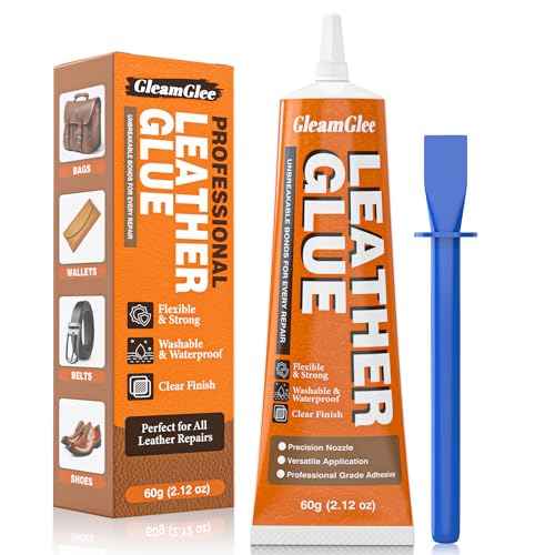 Leather Glue, 60ml Clear, High Strength & Flexible & Waterproof & Clear Leather Repair Glue for Jackets, Purses, Handbags, Sofa, Furniture, Car Seat, Shoes