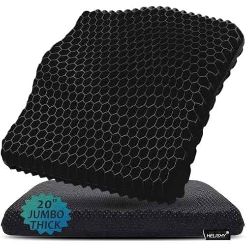 20" Gel Seat Cushion for Long Sitting(Jumbo&Thick) ? Office Chair Cushion ? Wheelchair Cushions for Pressure Sores ? Non-Slip Desk Chair Car Seat Cushion Driving ? Sciatica & Back Pain Relief