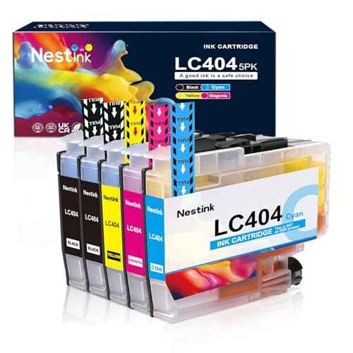 LC404 5 Pack High Yield Compatible Ink Cartridges Replacement for Brother LC 404 LC-404 LC404BK to Use with MFC-J1205W MFC-J1215W (5 Pack, 2 Black 1 Cyan 1 Magenta 1 Yellow)