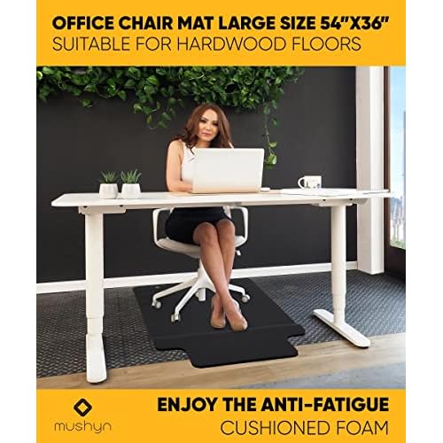 Office Chair Mat with Anti Fatigue Cushioned Foam - 2 in 1 Standing Desk Anti-Fatigue Comfort Mat for Hardwood Floor - Chair Mat for Rolling Chairs with Foot Rest Under Desk - 54¡±x 36¡±