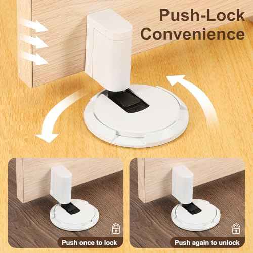 uxcell 4Pcs Magnetic Door Stopper, Silent Magnetic Floor Door Stop with Adhesive, Mechanical Floor Door Stop Shock Absorbing for Bedroom Office Bathroom, White