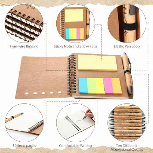 Nurse Appreciation Gifts Bulk Christmas Gift Nurse Week Gifts Thank You Notebooks and Bamboo Pens Inspirational Spiral Notebook with Sticky Note for Medical Assistant Coworkers(30 Sets)