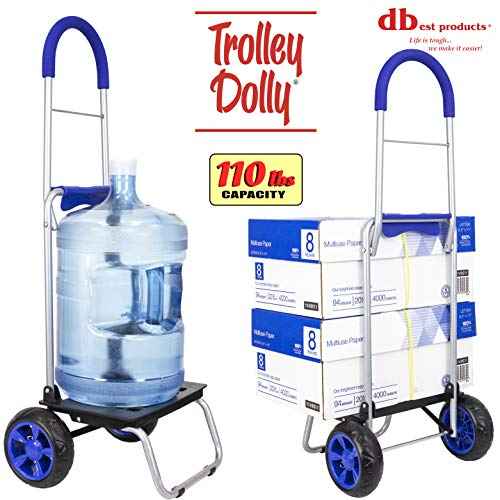 dbest products Trolley Dolly Blue Foldable Shopping cart for Groceries with Wheels and Removable Bag and Rolling Personal Handtruck, Standard