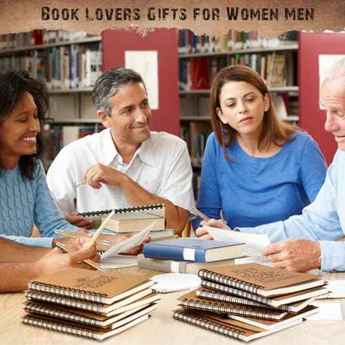 Thenshop 30 Sets Book Lover Gift Include Librarian Inspirational Spiral Notebook Pen Bulk Book Club Christmas Gift Reading Journal for Reader Student Teacher Np Week Librarian Day (Brown)