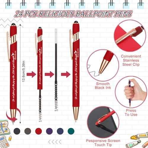 48 Pcs Operation Christmas Box Gifts, Christian Church Gift Set for Sunday School, Bible Verse A5 Spiral Notebook and Ballpoint Pen with Stylus Tip for Teacher and Student, Classroom Reward