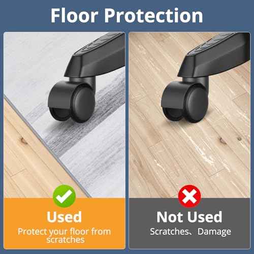 Office Chair Mat for Hardwood Floor, 48x60 Floor Mat for Office Chair, Low Pile Desk Floor Protector, Grey & White Modern Pattern