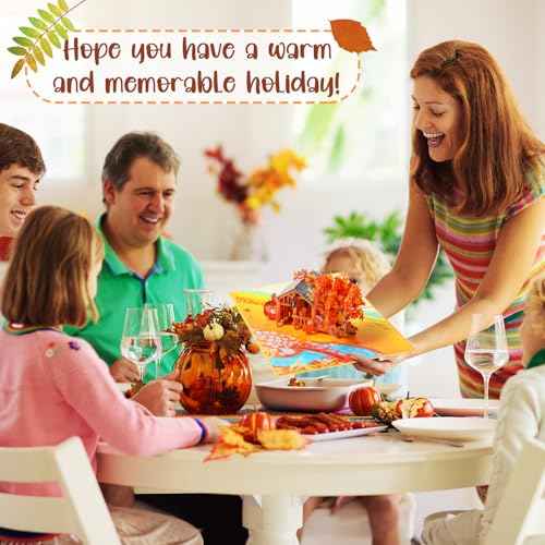 Teling 3D Fall Thanksgiving Pop up Card Thank You Greeting Card with Envelope Hello Autumn 9" x 6.3" Cover Handcrafted Cozy Autumn Farmhouse with Maple Tree Pumpkin Squirrel Thinking of You Gift