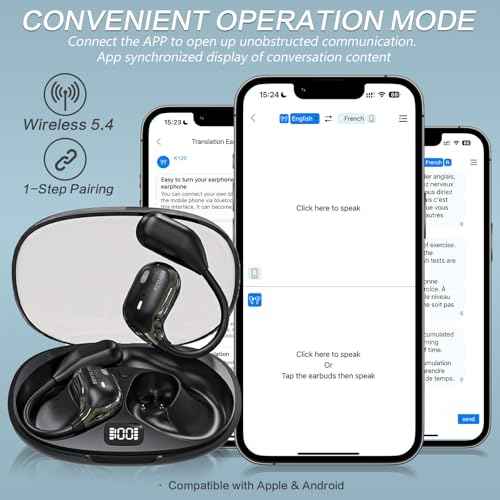 Beviliu Translation Earbuds Real Time, 144 Language Translate Headphones 8 Offline Languages, 3-in-1 Ai Translator Device for iOS&Android Wireless 5.4 K120 (Black)