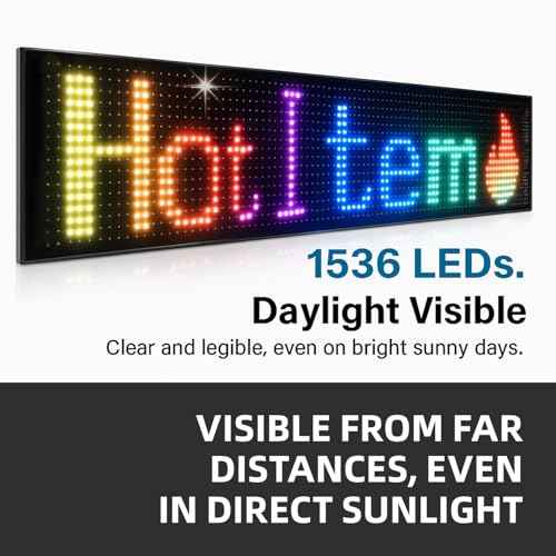 15"x4" Programmable LED Sign for Storefronts, Bluetooth APP Control, Stick-On, USB Powered, IP65 Waterproof Advertising Display