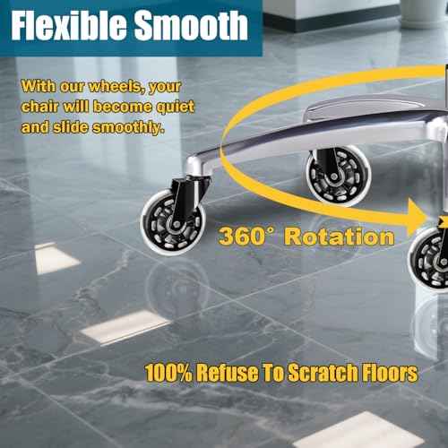 10 Packs TESUMI Office Chair Wheels 3 Inch Roller Blade Wheels Caster Replacement, Clear Wheel, Universal Fit Stem Heavy Duty Quiet Smooth Gaming Office Desk Chair Caster Wheels for Variouus Floor