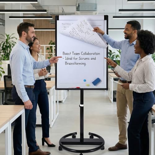 Black 40x28 Inch Mobile Magnetic Whiteboard on Wheels, Dry Erase Easel