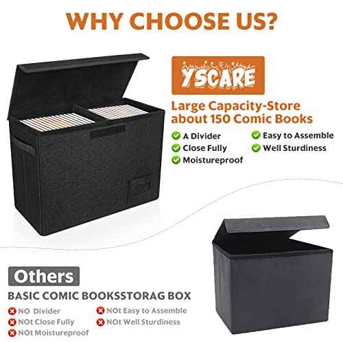 4-Pack Comic Book Storage, Collapsible Comic Book Case with Dividers and Carrying Handles, Comics Short Box Holds 150 Comics, 15.5" X 7.5" X 11.3" Heavy-Duty Stackable Case