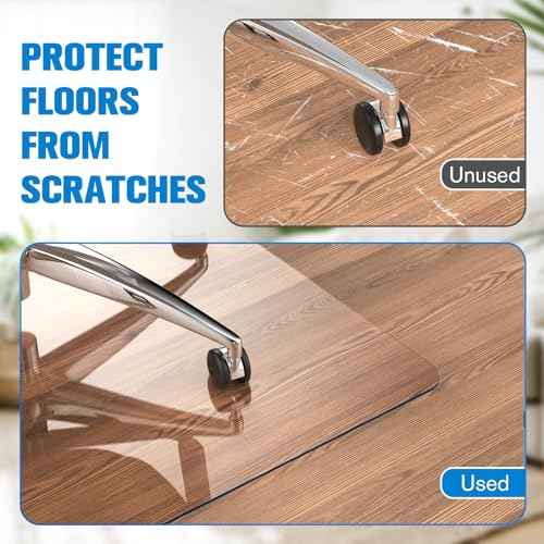 Placoot Crystal Clear Office Chair Mat for Hardwood Floors,48'' x 36'' - Upgraded PVC Transparent Desk Chair Mat Floor Mats Wood/Tile Protection Mat for Office Home