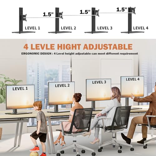Hemudu Black Adjustable LCD Monitor Stand Mount for 13-32 Inch Screens, VESA Holder with Swivel & Height Adjustment