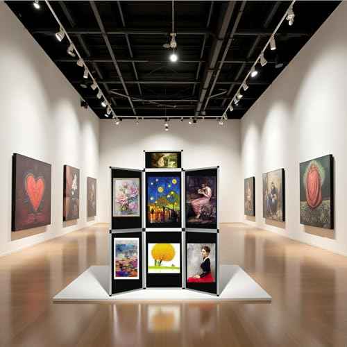 6+1 Panel Trade Show Presentation Board, 82.6" H x 70.8" W Portable Display Panel System, Folding 6 Panels Exhibition Boards Single Sided Tabletop Display 6 Panels,Hook & Loop-Receptive Fabric