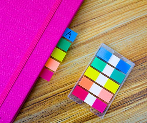 Vibrant 500 Pieces 2 Inch Sticky Index Tabs - Writable & Repositionable, Neon Colors, ELII