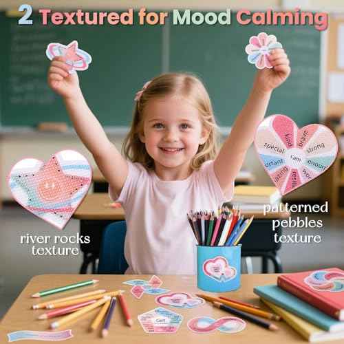 36Pcs Calm Stickers for Anxiety Sensory Stickers 2 Textured Reusable Breathing Mindfulness Textured Fidget Stickers for Office & Classroom Desk, Anxiety Relief for Adults & Kids
