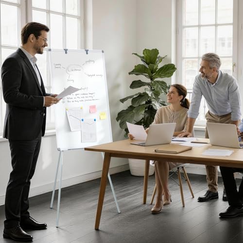 MAKELLO Portable Whiteboard Stand 36x24 inch Magnetic Easel with Adjustable Height