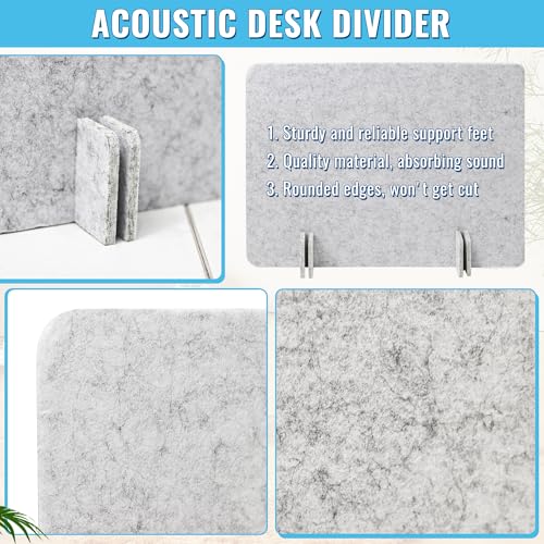 Desk Privacy Panel Set 40x60 cm Light Grey, Freestanding Noise-Reducing Desk Partitions (2 pcs) with Feet