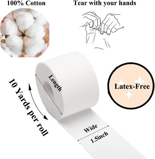ADMITRY Athletic Tape - Strong White Sports Tape with No Sticky Residue | 5 Pack for Gymnastics, Boxing & More