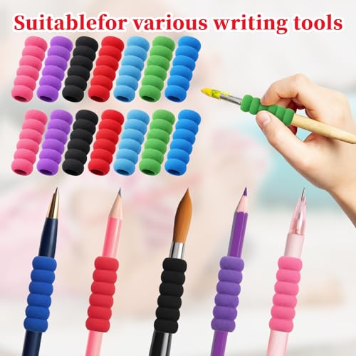 Fampery 14-Pack Kids Pencil Grips - Colorful Foam Handwriting Support