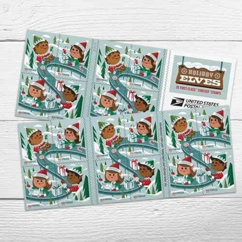 Holiday Elves Forever Postage Stamps (2 Sheet, 40 Stamps)
