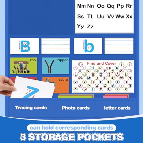 Alphabet Learning Pocket Chart, Alphabet Wall Chart for Toddlers 1-3, Handwriting Practice Letter Tracing Circle Time Learning Center for Classroom, Preschool Classroom Must Haves XL35x 27"