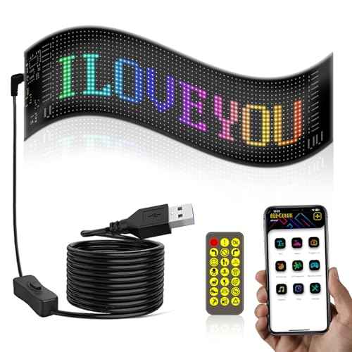 Portable LED signs Customizable Display USB Scrolling LED car sign Flexible RGB Store Sign DIY£¬APP control for Car Holte Store and Bar, 5V, 20 * 64Led
