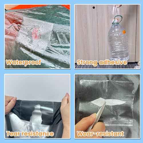 Waterproof Repair Tape for Fabric, Awning, RV Roof, Underbelly, Tarp, Tent, Sail and Boat Cover Outdoor Repair Patch, Heavy Duty, Clear, Multipurpose