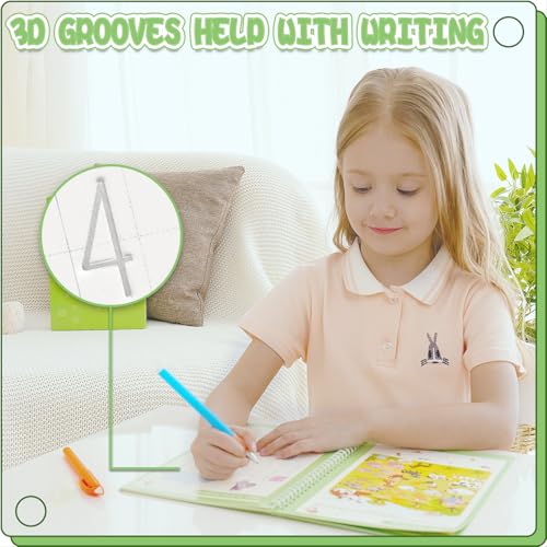 Reusable Grooved Handwriting Workbooks,Magic Copybook,Magic Writing Practice copy books, to help children improve their handwriting ink Practice Age 3-8 ?Calligraphy for kids(Character edition)