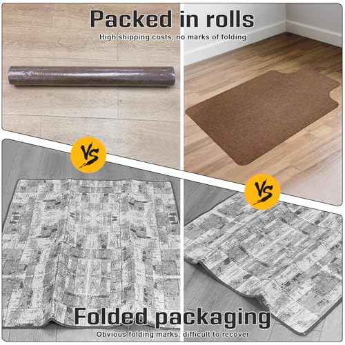 2 Pack Office Rolling Chair Mat for Carpet & Hardwood Floor 36"x48" Desk Chair Mat with Extended Lip Anti-Slip Rolling Computer Rug Floor Protector Cover for Desk Rolling Chair Office-Brown