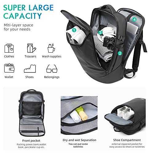 Travel Backpack for Men, Fits 17.3 inch Laptop Daypack, Water resistant Business Casual Carry on Backpacks Flight approved for Women & Men