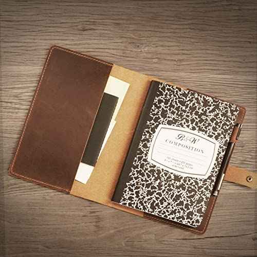 Distressed Leather Composition Notebook Cover; Gift For Student, Writer, Brown, 307C - Distressed Brown