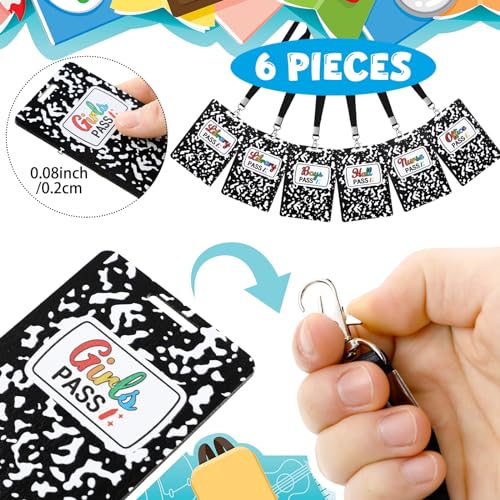 Sabary Black Classroom Passes Set for Teachers, 6 Pack with Lanyards