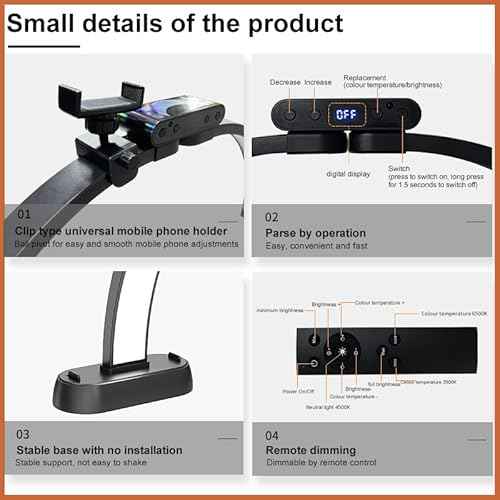 Half Moon Light for Nail Desk, 29" Adjustable Dimmable Nail Desk Lamp with Phone Holder, 3 Color & 10 Brightness Foldable Portable Manicure Lamp for Aesthetic Salon, 01Black