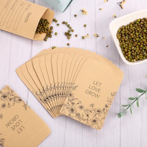 Prudiut 300 Pack Seed Envelopes 3.15x2.36 Inches Self-Adhesive Kraft Seed Packets