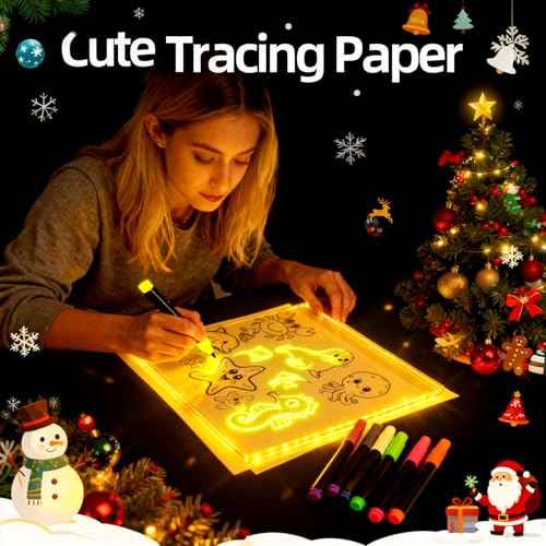 Kristen GlowBoard LED Drawing Board, Light Up Message Board with 7 Colors, 13.7"x10" Acrylic Dry Erase Art Board for Kids and Adults, Chirstmas Gift for Girls