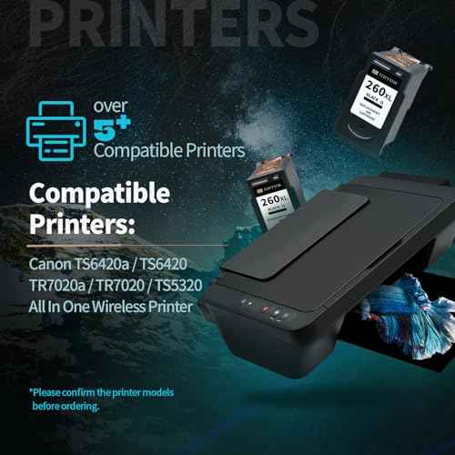 JINTUM Compatible Ink Cartridges Relacement for Canon 260 260XL Black Ink Cartridge for TS6420a TS6420 TR7020a TR7020 TS5320 Printer Ink (2 Black)