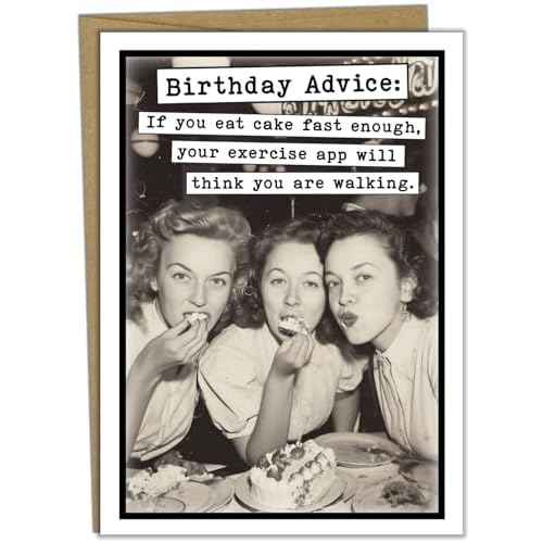 Katie Doodle - Funny Birthday Cards for Women, Friend (Handmade in USA) - Great for 30th, 40th, 50th, 60th, 70th, 75th, 80th, 90th Birthday Gifts for Women Her Friends - Includes 1 Card & 1 Envelope